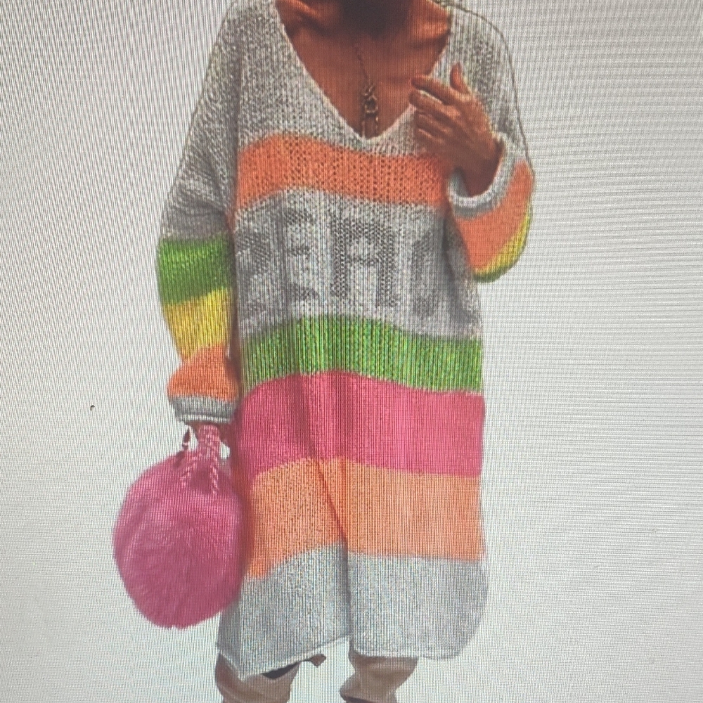 Vibrant Striped V-Neck Sweater